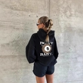 Black hiphop hoodie set with leopard 8-ball print on back in loose street style - S / Black (Fleece)