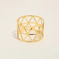 Modern gold metal napkin ring featuring an elegant hollow geometric triangle mesh pattern - Hollow Triangle / Gold