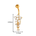 Golden flower and butterfly belly ring with zircon inlays and dimensions 2.33cm by 1.17cm - Flower Butterfly Style (2612-3#) / Gold
