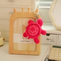 Luminous plush turtle keychain in magenta pink with soft fur and metal ring - Rose Red Style (Style 22) / 10cm