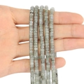 Detail of grey cylindrical natural stone spacer beads for DIY jewelry making - 150 Pieces / White Labradorite