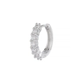 Orecchini a cerchio in argento con zirconi cubici rotondi incastonati a griffe classiche - EK00189 / Bianco K/Argento