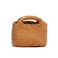 Mini handgewebte Handtasche in Kamelbraun mit klassischem Korbgeflecht-Muster für Damen - Braun