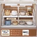 Expandable white under sink organizer shelf with adjustable height and single tier storage - Single Tier 4 Boards / Classic White