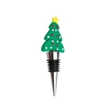 Christmas tree wine bottle stopper with green tree topper and silver metal base - Single-sided Light Green Christmas Tree