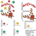 Adesivi murali natalizi in feltro con renna, fiocchi di neve e scritta Merry Christmas - Renna Fiocco di Neve