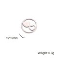 Detail of 10mm silver heart pendant with solid and cutout charms on white background - Steel Color Ring Center