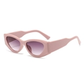 Occhiali da sole cat eye rosa con montatura spessa e lenti viola sfumate - Montatura Rosa Lenti Sfumate Grigie