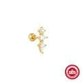 S925 Sterling Silver Gold Piercing Stud with Marquise Opal and Sparkling Zirconia - Gold #10