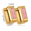 U-shaped gold stainless steel earrings with pink resin inlay and 18.5mm height dimension - Gold-Pink Enamel