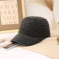 Women's dark gray knitted baseball cap with short brim for autumn and winter warmth - M (56-58cm) / Dark Gray