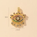 Evil eye pendant in gold with multi-colored stones, size 3cm by 2.3cm measurement view - Five Gemstones Pendant Evil Eye Style (27)