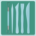 5-piece light blue pottery carving tool set with stainless steel loop scraper for DIY clay - [5-piece Plastic Clay Tool Set] Macaroni Blue