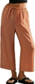 Detail of colorful striped wide-leg pants with cargo pockets and drawstring waist - S / Orange