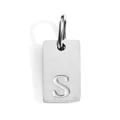 Silver stainless steel rectangular pendant with letter S engraving for DIY jewelry - Steel S / Corroded Lettering 10*6*1.5mm