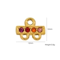 Gold-plated 14K stainless steel connector with red stones, 12mm x 10mm DIY jewelry part - Colorful Stone Connector / 7 Zirconia 3-Loop