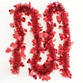 Funkelnde rote Lametta-Girlande mit Herz-Pailletten für die Valentinstags-Dekoration - 2 Meter lang / Rotes Herz