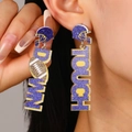 Boucles d'oreilles football en acrylique pailleté violet avec lettrage Touchdown - Acrylique Violet (0433)