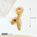 Gold finish evil eye and feather charm pendant with zircon inlay for jewelry making - Gold Evil Eye Feather Style (SMP53380)