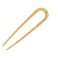 Close-up of golden U-shaped hair pin with irregular wave texture and metallic luster - Patterned/Large / Gold