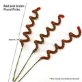 Red and green spiral Christmas candy picks 34cm with flexible inner wire DIY decor - Red Green Spiral Pick / Single Pack (Approx. 34cm)
