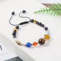 Solar system galaxy bracelet with natural stones and adjustable braided rope cord - Natural Stone Bracelet