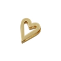 Polished gold hollow heart-shaped bead charm with micro-pave cubic zirconia accents - Gold Smooth Heart
