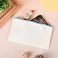 Blank canvas pouch with a light blue zipper for cosmetics and stationery storage - 21*12 Blue