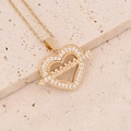 Elegant gold heart pendant necklace with zircon and MAMA text for Mother's Day - Arrow Through Heart MAMA Style(5#)