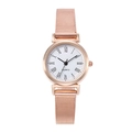 Elegante roségoldene Damen Quarzuhr mit Mesh-Armband und weißem Römischem Zifferblatt - Roségold Gehäuse Römische Ziffern Weißes Zifferblatt