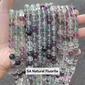 Authentic 5A grade natural green and purple fluorite round beads jewelry bracelet strand - 5A Natural Rainbow Fluorite