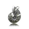 Silver metal nautilus shell pendant with textured details for DIY jewelry making - Antique Silver Shell 16x22mm