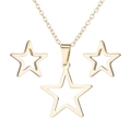 Elegante conjunto de collar con colgante de estrella y pendientes de acero dorado - Estrella Hueca / Dorado