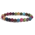 Stretch bracelet with colorful amethyst, tiger eye, and mixed natural gemstone beads - 6mm Rainbow Tourmaline