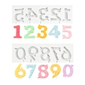 Stampo in silicone numeri 0-9 con rilievo floreale per lecca-lecca e torte fai-da-te - Set Completo Numeri / Grigio