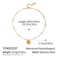 Detail view of heart pendant necklace with size dimensions and stainless steel material info - Gold (YYN025237)