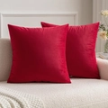 Set of 2 square red velvet throw pillow covers on sofa for cozy home decoration - 30*50cm (No Insert) / Red