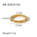 Detailed size chart for 18k gold plated stainless steel ring showing weight and dimensions - US 7 / Minimalist Smooth Band Style (NB-R2023193)