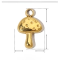 Detail view of 8x5mm gold mushroom pendant in stainless steel with dimension markings - YE456-2-Gold Mushroom