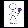 Healing purple amethyst heart stone set with a minimalist For You greeting card - Amethyst