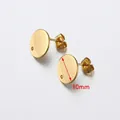 10mm golden round disc stud earrings in stainless steel for DIY jewelry making - 10mm Flat Round / Gold