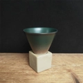 Japanese retro ceramic coffee mug with green gradient glaze and square saucer base - 200ml / Vintage Green