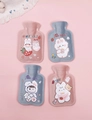 Pink and blue cartoon plush hot water bottles with cute rabbit patterns and soft fabric - Small Size Random Delivery