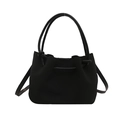 Borsa tote nera opaca minimalista con manici annodati e grande capienza per uso quotidiano - Nero