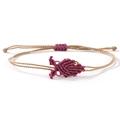 Handmade woven fish bracelet in deep red and purple with adjustable beige cord - Purple