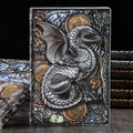 Cuaderno vintage con dragón en relieve 3D acabado metálico y textura detallada - A5 / Colorido