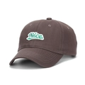 Dark brown cotton baseball cap featuring green Nice 3D embroidery on a white background - Gray