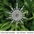 Transparent acrylic sun snowflake Christmas tree ornament 115mm size in 6-piece pack - 115mm Sun Snowflake