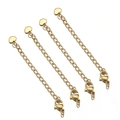 Lot de 4 chaînes d'extension en acier doré avec breloques cœur et fermoirs mousquetons - Style B / Or