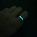 Luminous silver 'PLAYER 1' ring glowing in cyan blue color for couples - PLAYER 1 / Adjustable Open